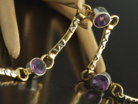 Amethyst & Brass Bracelet with Sterling Silver